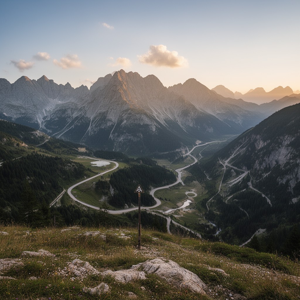 AI-generated illustration of Vršič Pass