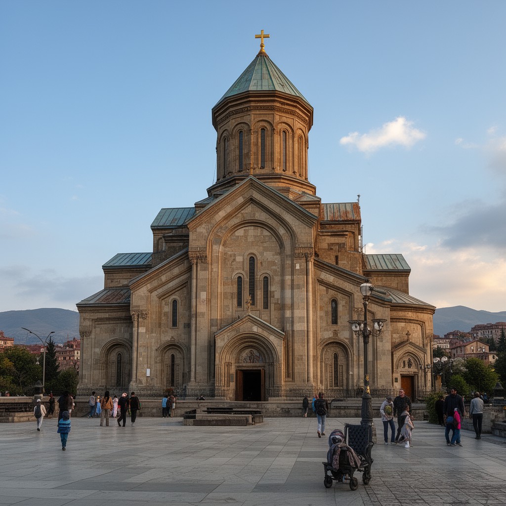 AI-generated illustration of Holy Trinity Cathedral of Tbilisi