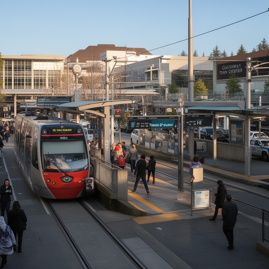 AI-generated illustration of Clackamas Town Center Transit Center