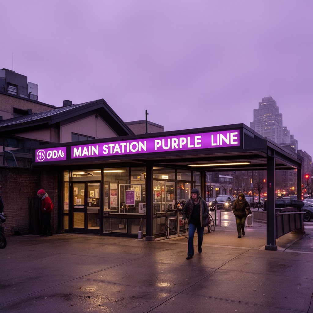 AI-generated illustration of Main station (Purple Line)