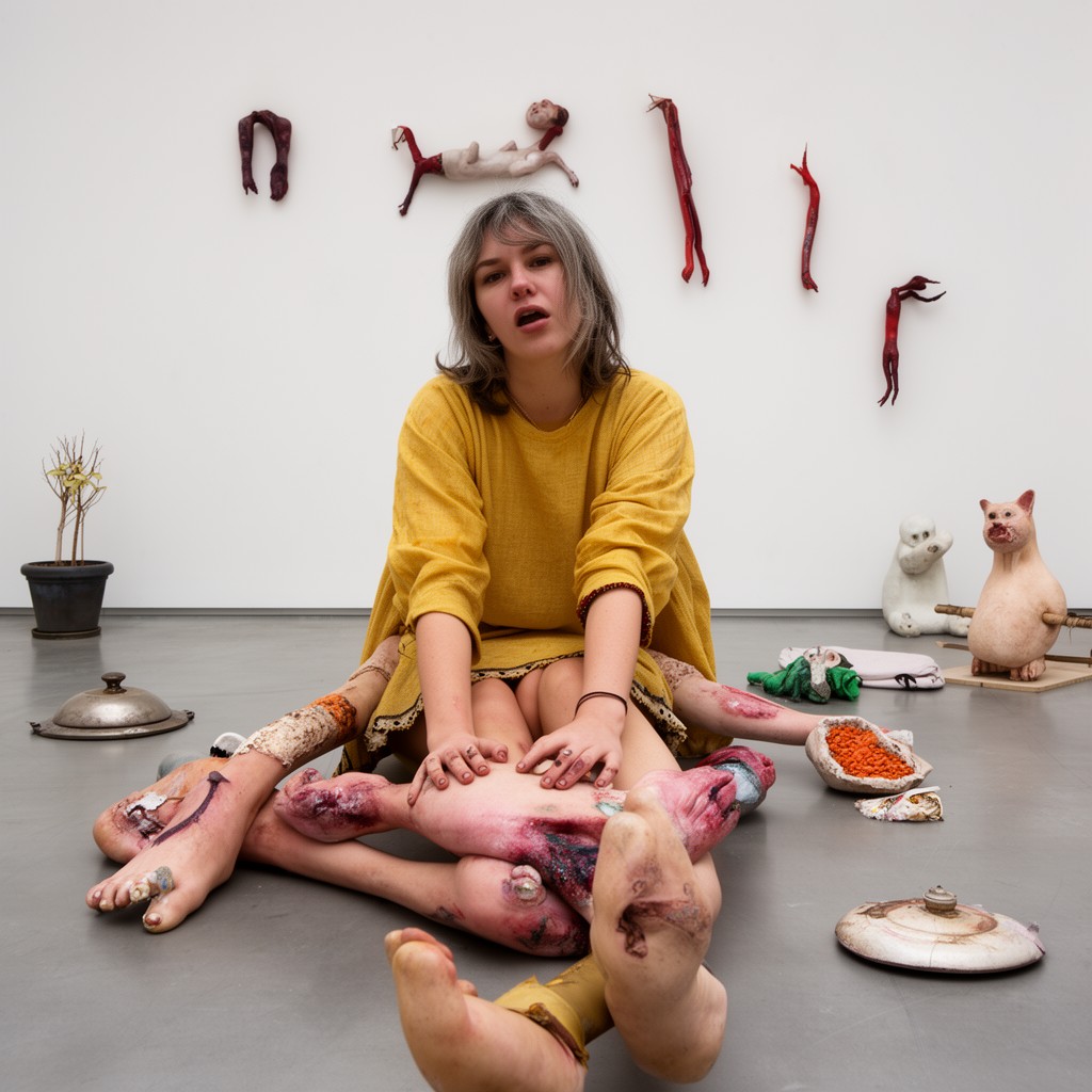 AI-generated illustration of Sarah Lucas
