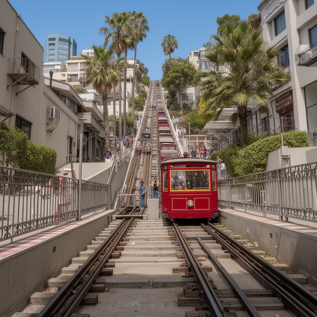AI-generated illustration of Angels Flight Railway