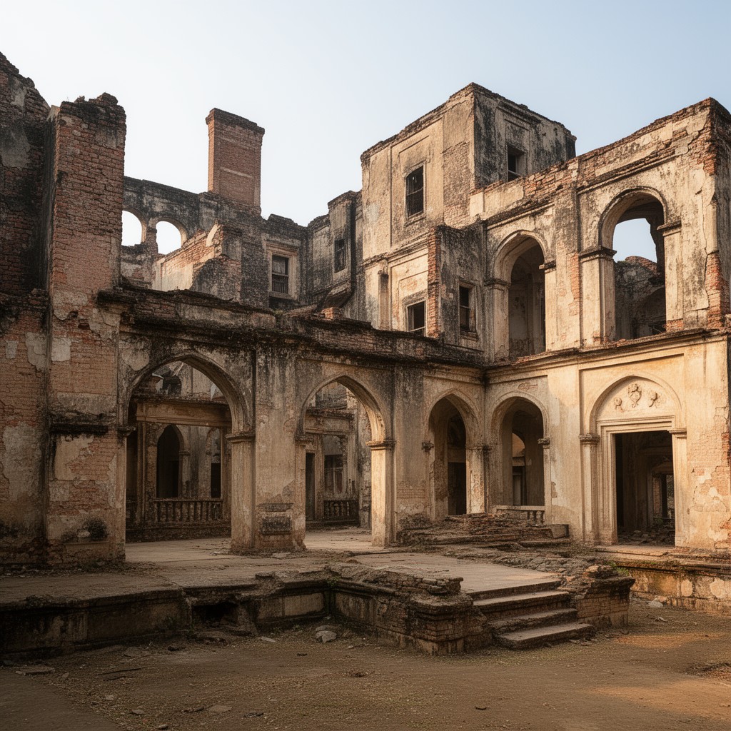 AI-generated illustration of Residency ruins at Lucknow