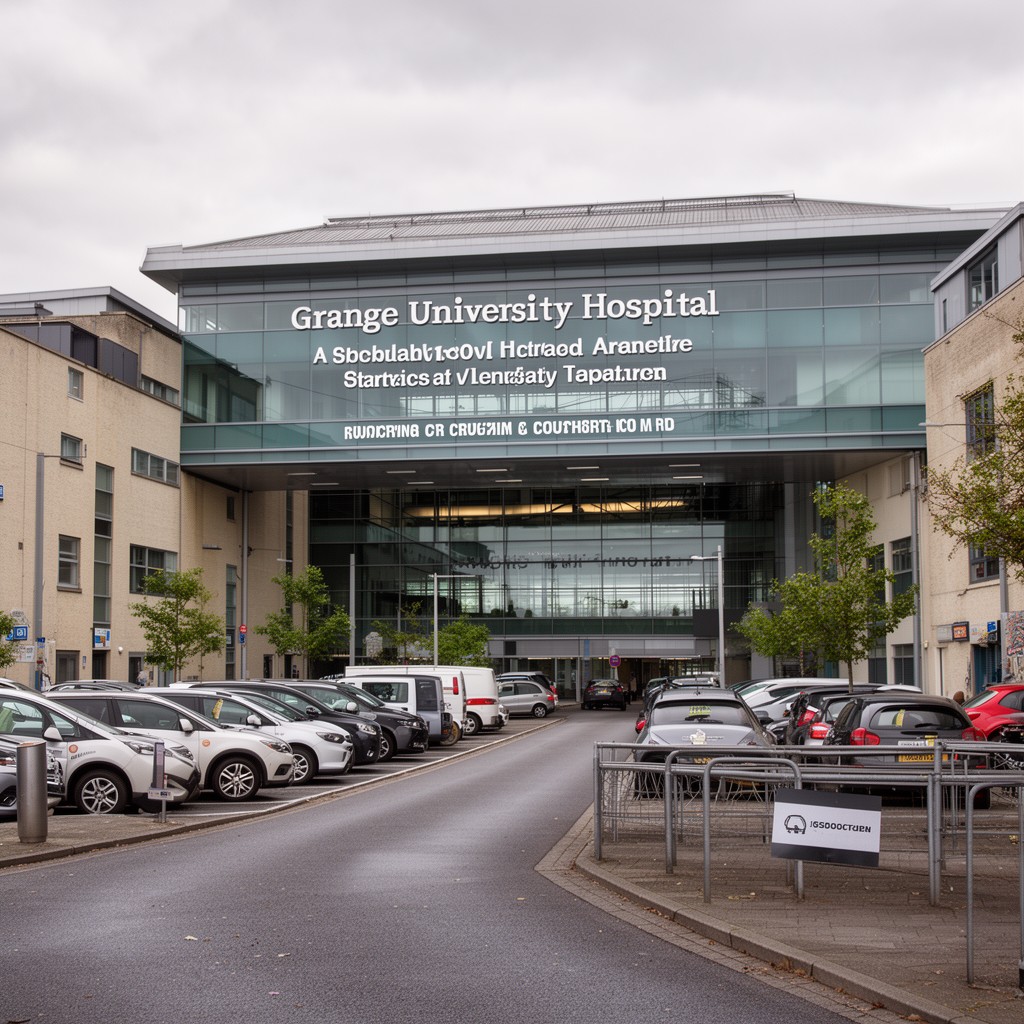 AI-generated illustration of Grange University Hospital (nearby primary hospital)