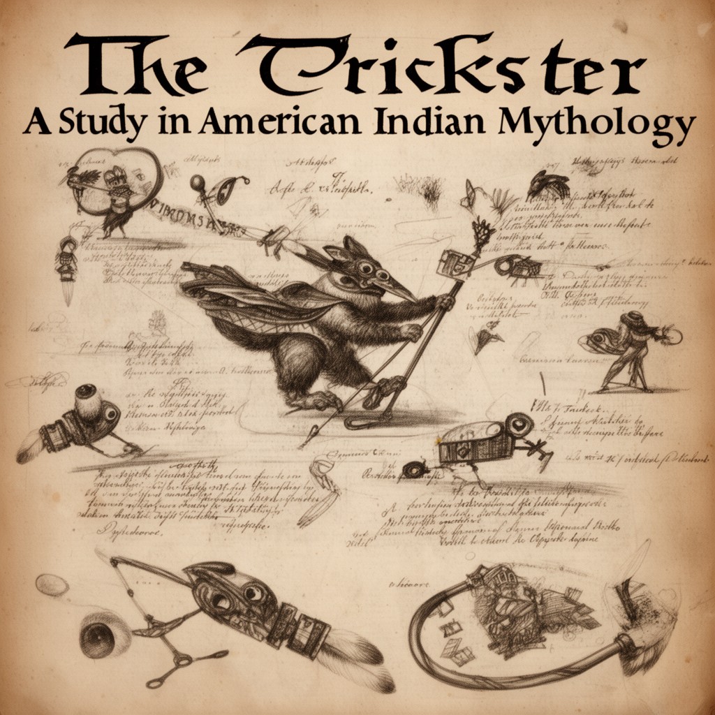 AI-generated illustration of The Trickster: A Study in American Indian Mythology