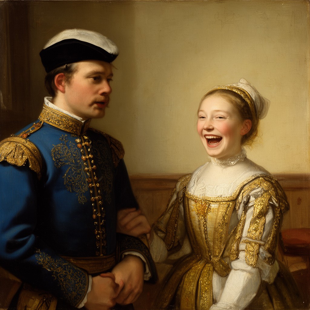 AI-generated illustration of Officer and Laughing Girl