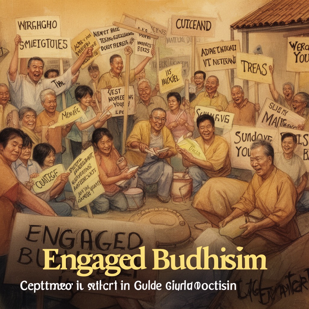 AI-generated illustration of Engaged Buddhism