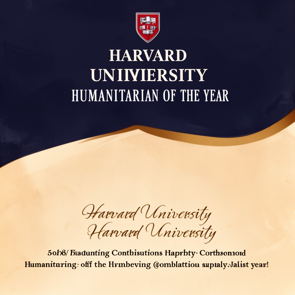 AI-generated illustration of Harvard University Humanitarian of the Year