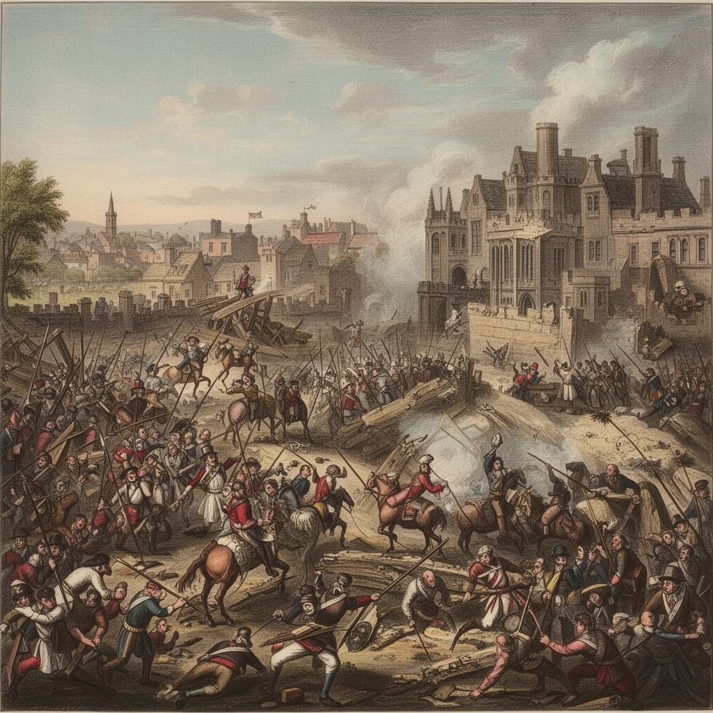 AI-generated illustration of Royalist capture of Leicester (1645)