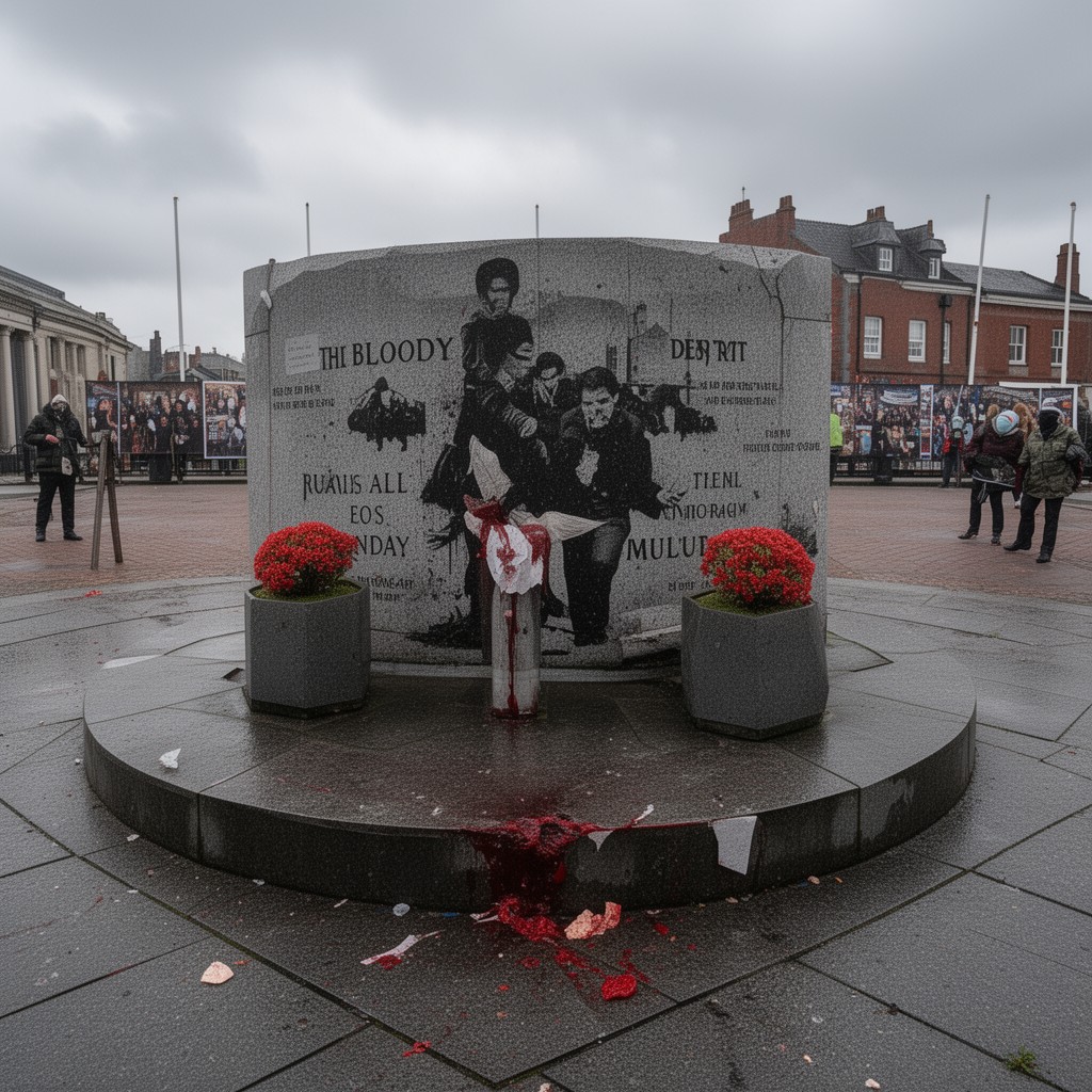 AI-generated illustration of Bloody Sunday Memorial in Derry