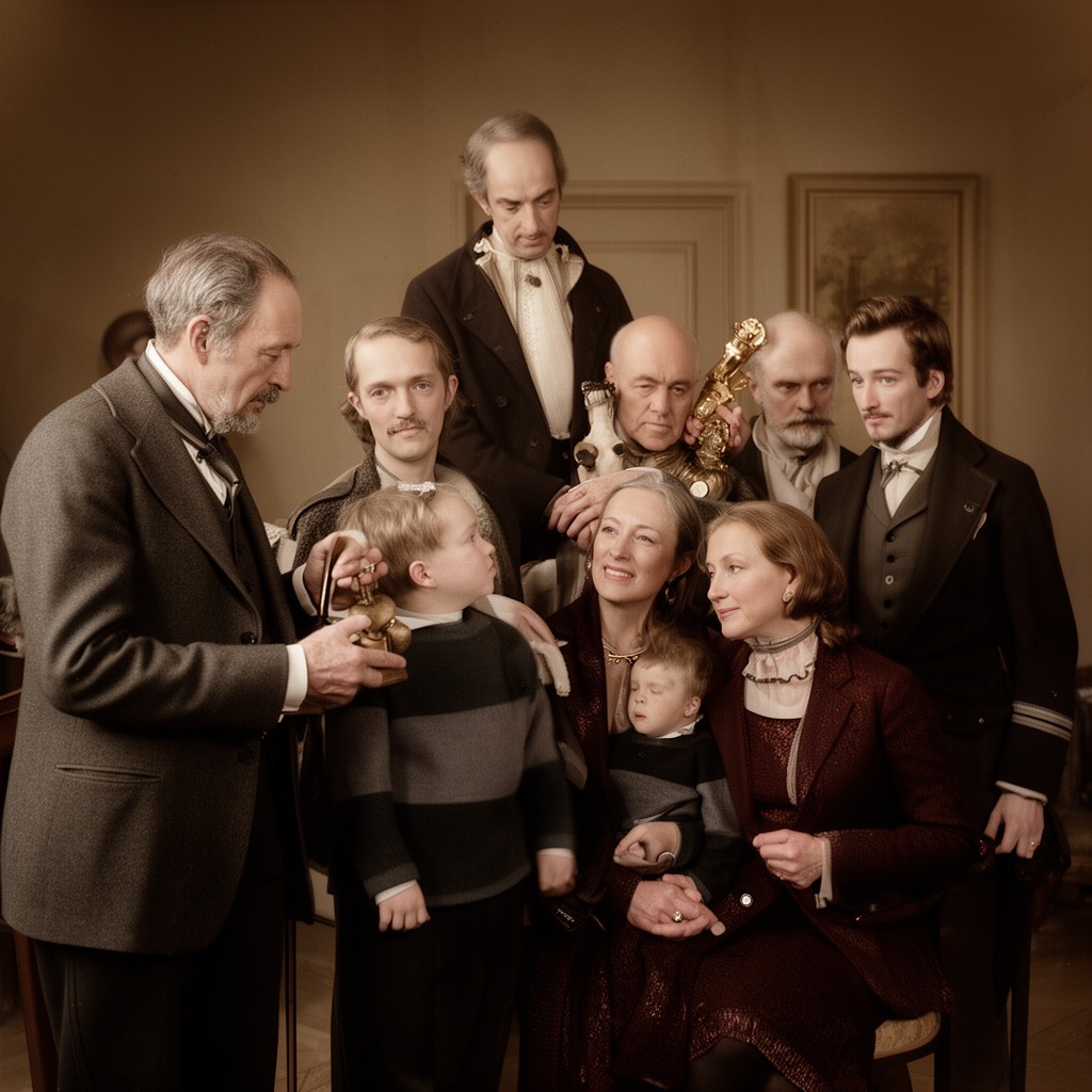 AI-generated illustration of Nobel family