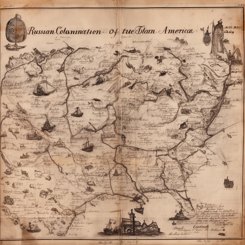 AI-generated illustration of Russian colonization of the Americas