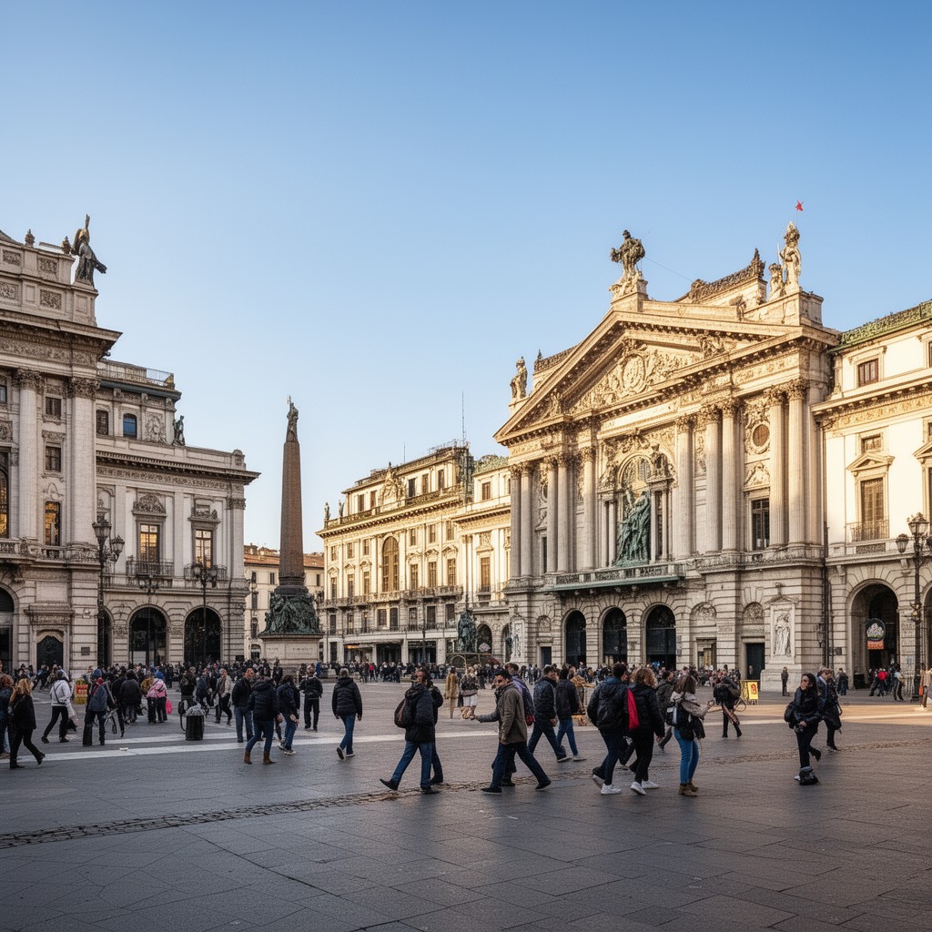 AI-generated illustration of Piazza della Scala