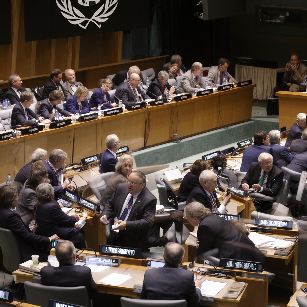 AI-generated illustration of United Nations delegates