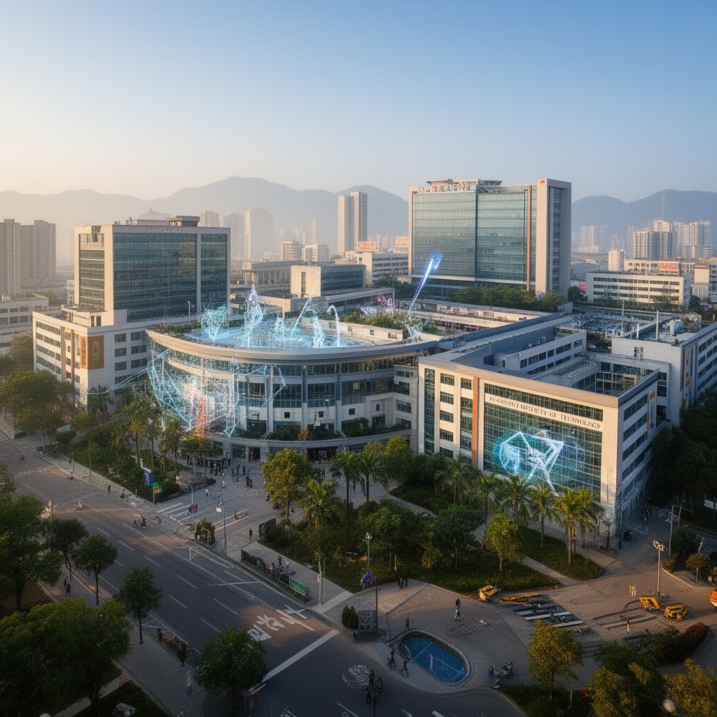 AI-generated illustration of Harbin Institute of Technology Shenzhen campus