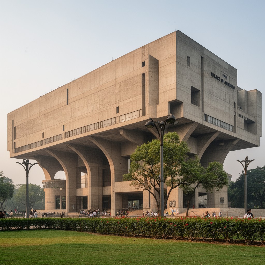 AI-generated illustration of Palace of Assembly, Chandigarh