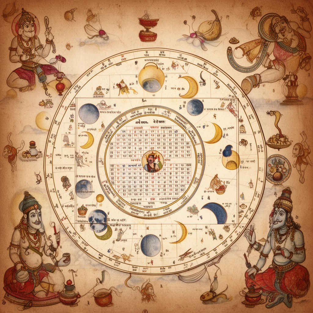 AI-generated illustration of Hindu lunisolar calendar