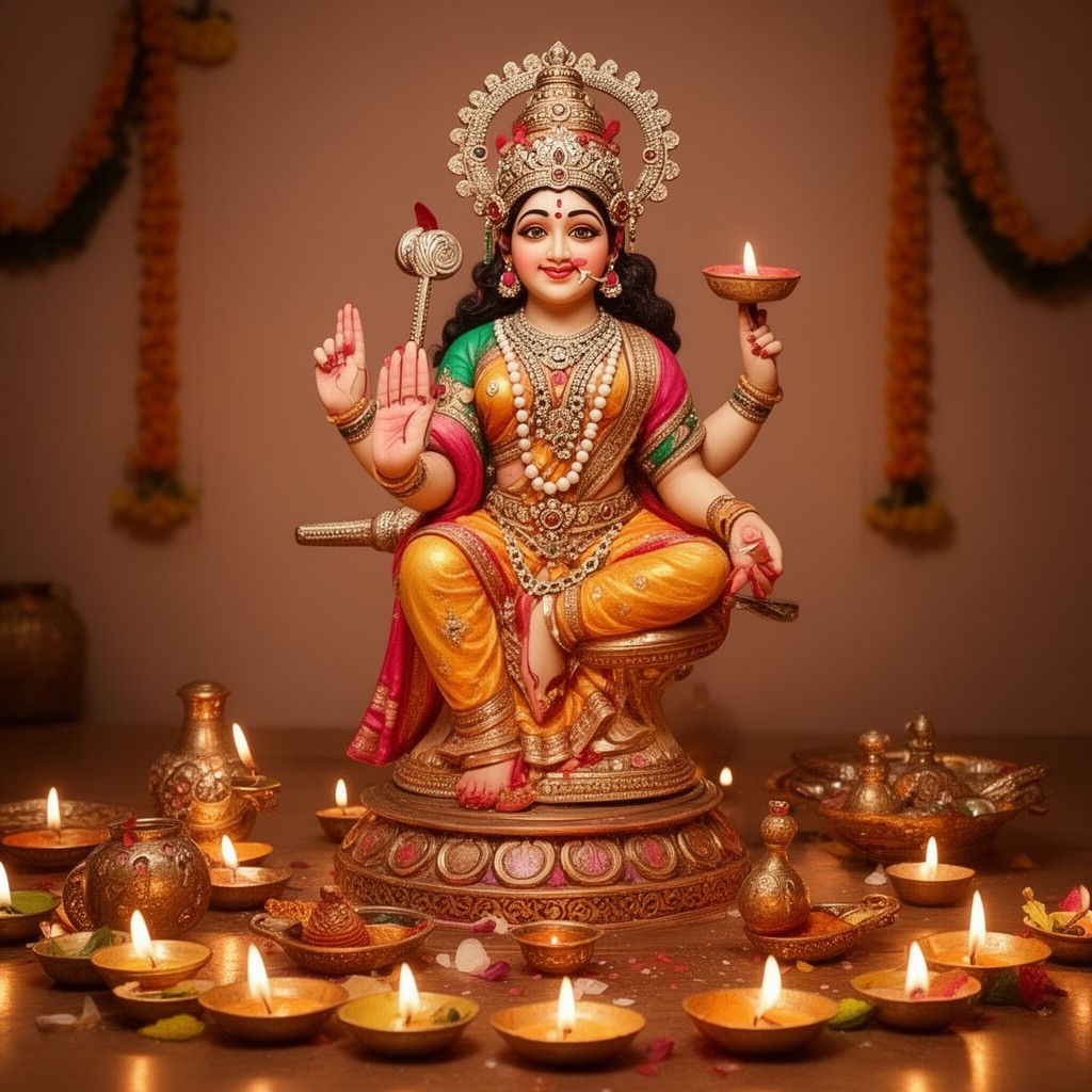AI-generated illustration of Lakshmi Puja