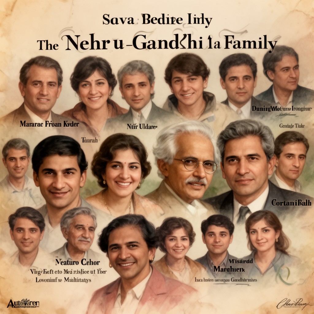 AI-generated illustration of Nehru–Gandhi family