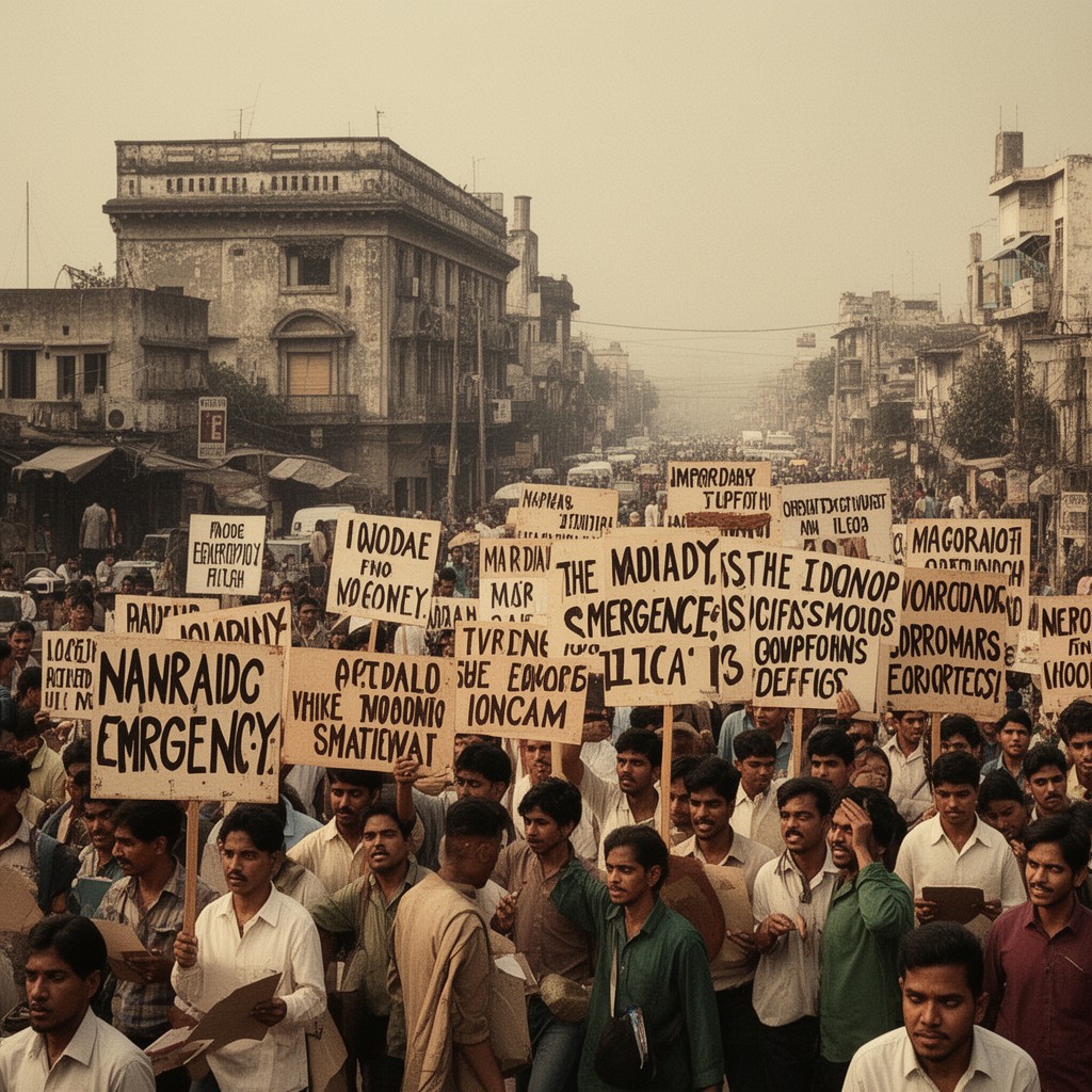 AI-generated illustration of Indian Emergency (1975–1977)