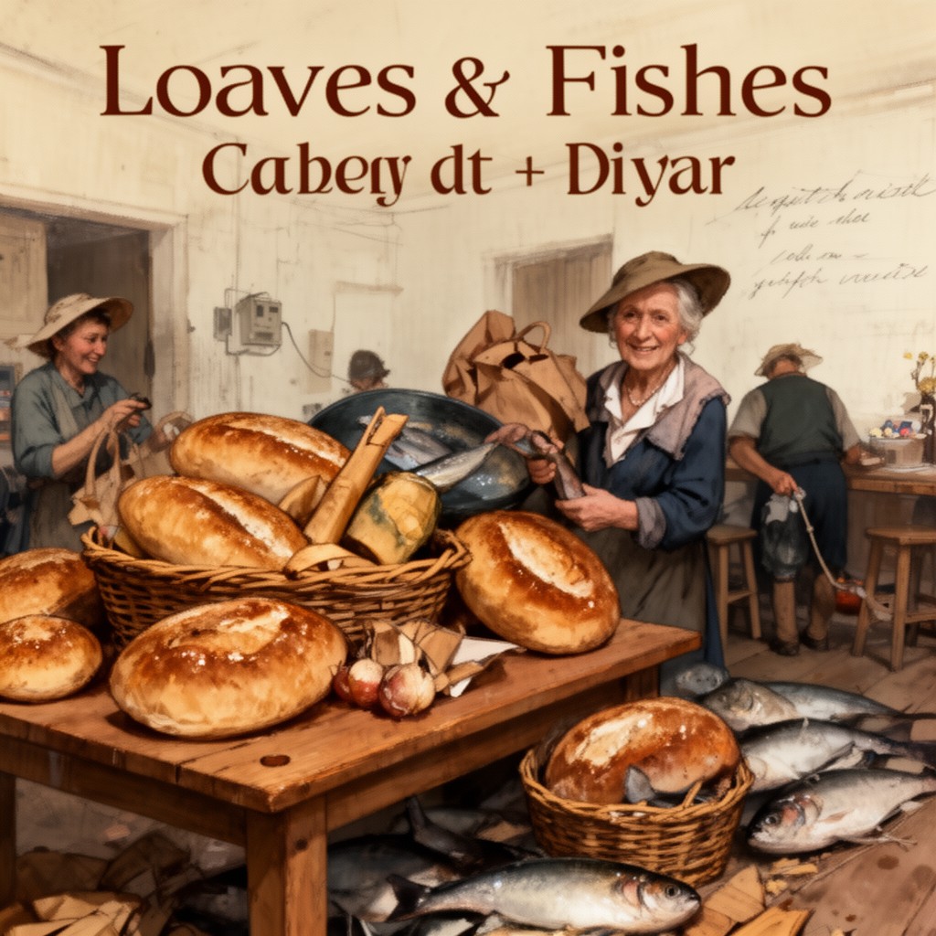 AI-generated illustration of Loaves and Fishes