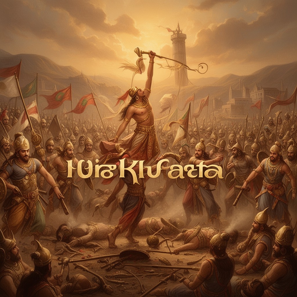 AI-generated illustration of Kurukshetra War