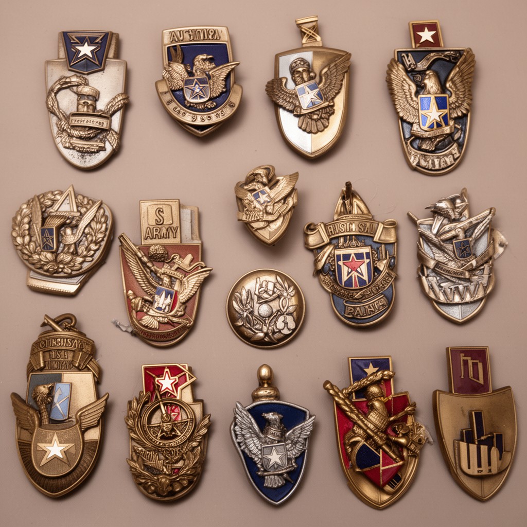 AI-generated illustration of U.S. Army branch insignia system