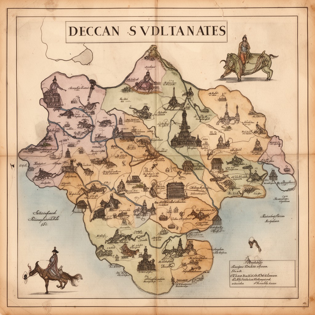 AI-generated illustration of Deccan sultanates