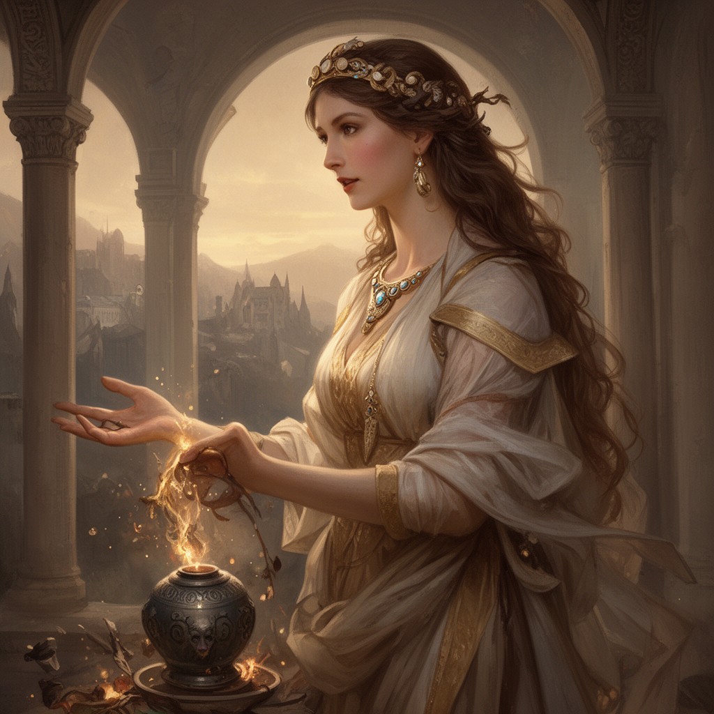AI-generated illustration of Pandora (daughter of Deucalion)