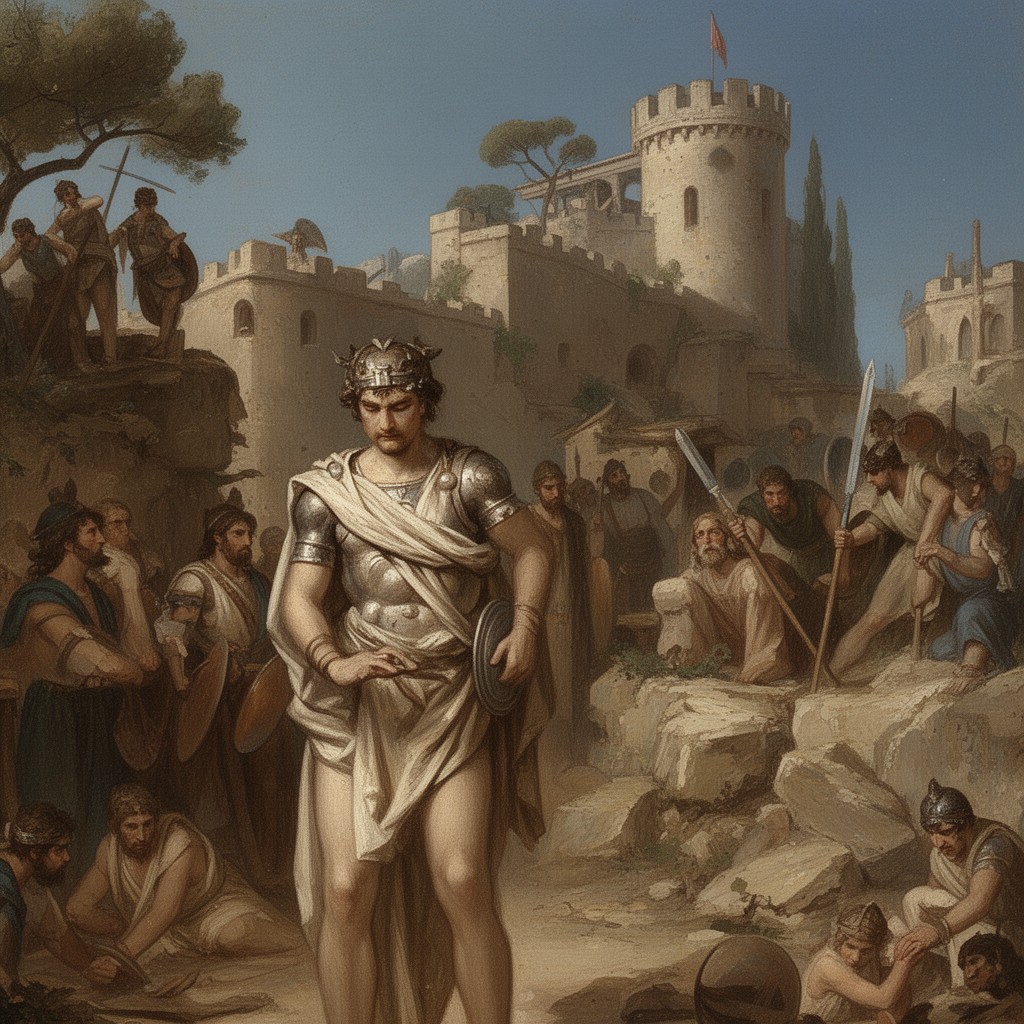 AI-generated illustration of Philoctetes (Sophocles)