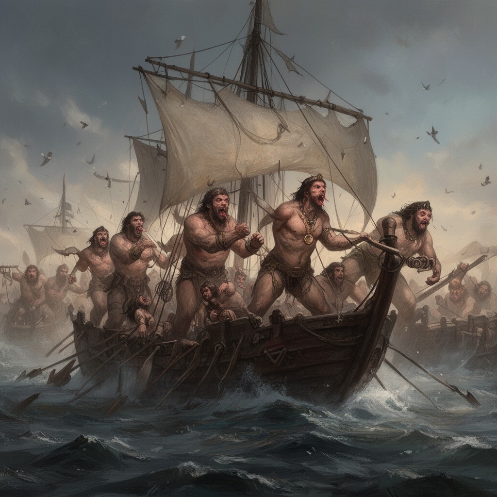 AI-generated illustration of Laestrygonians