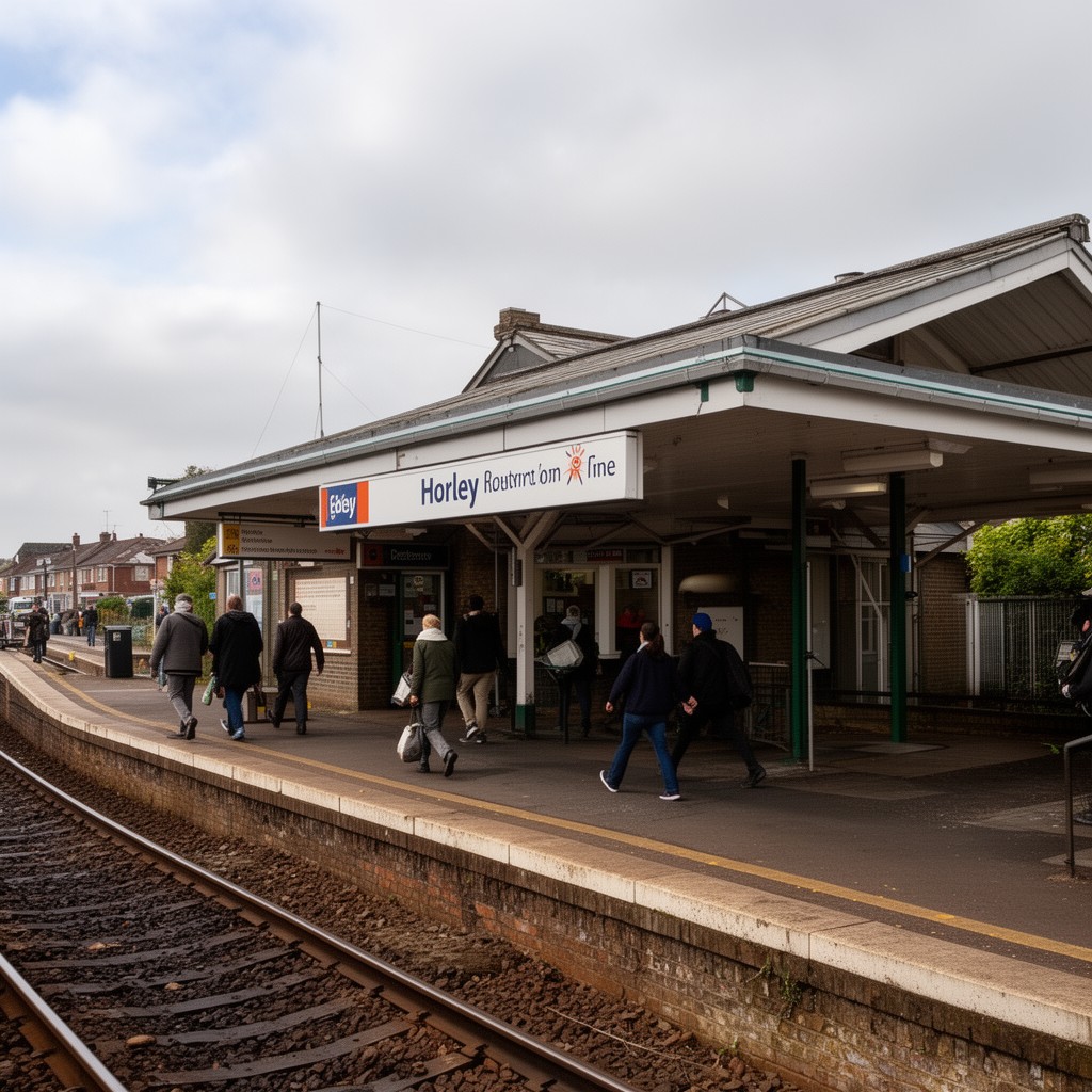 AI-generated illustration of Horley railway station