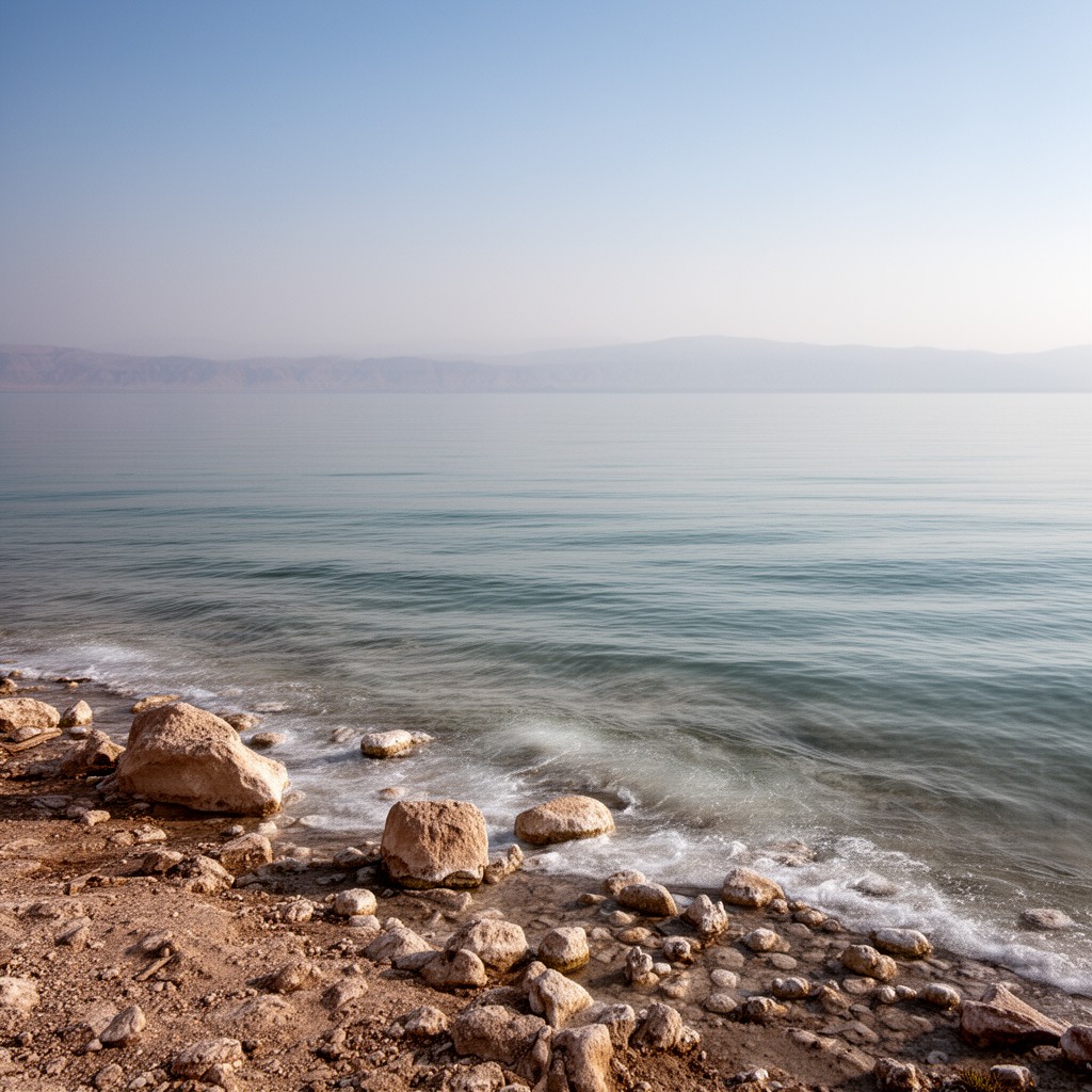 AI-generated illustration of Dead Sea shore