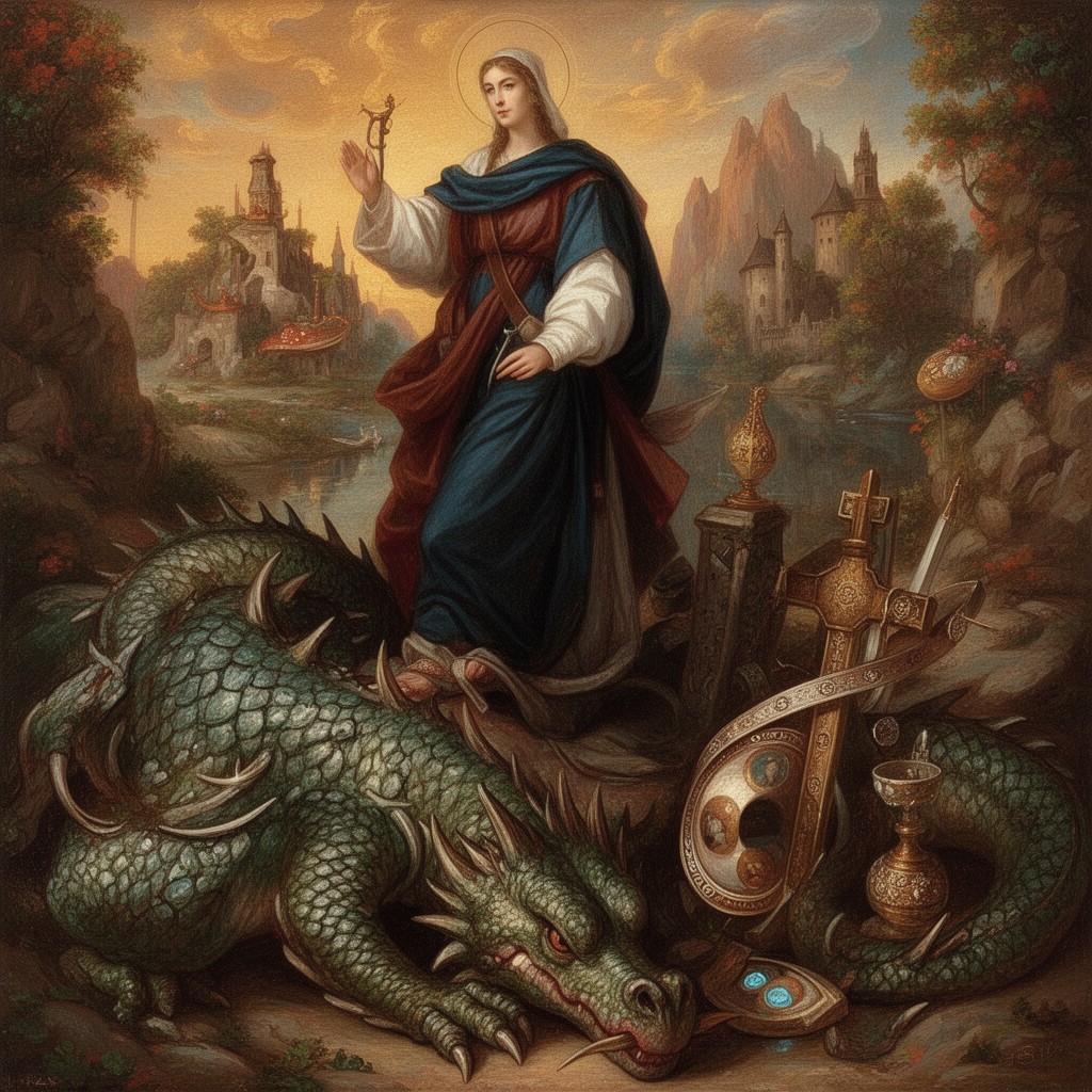 AI-generated illustration of Saint Margaret of Antioch