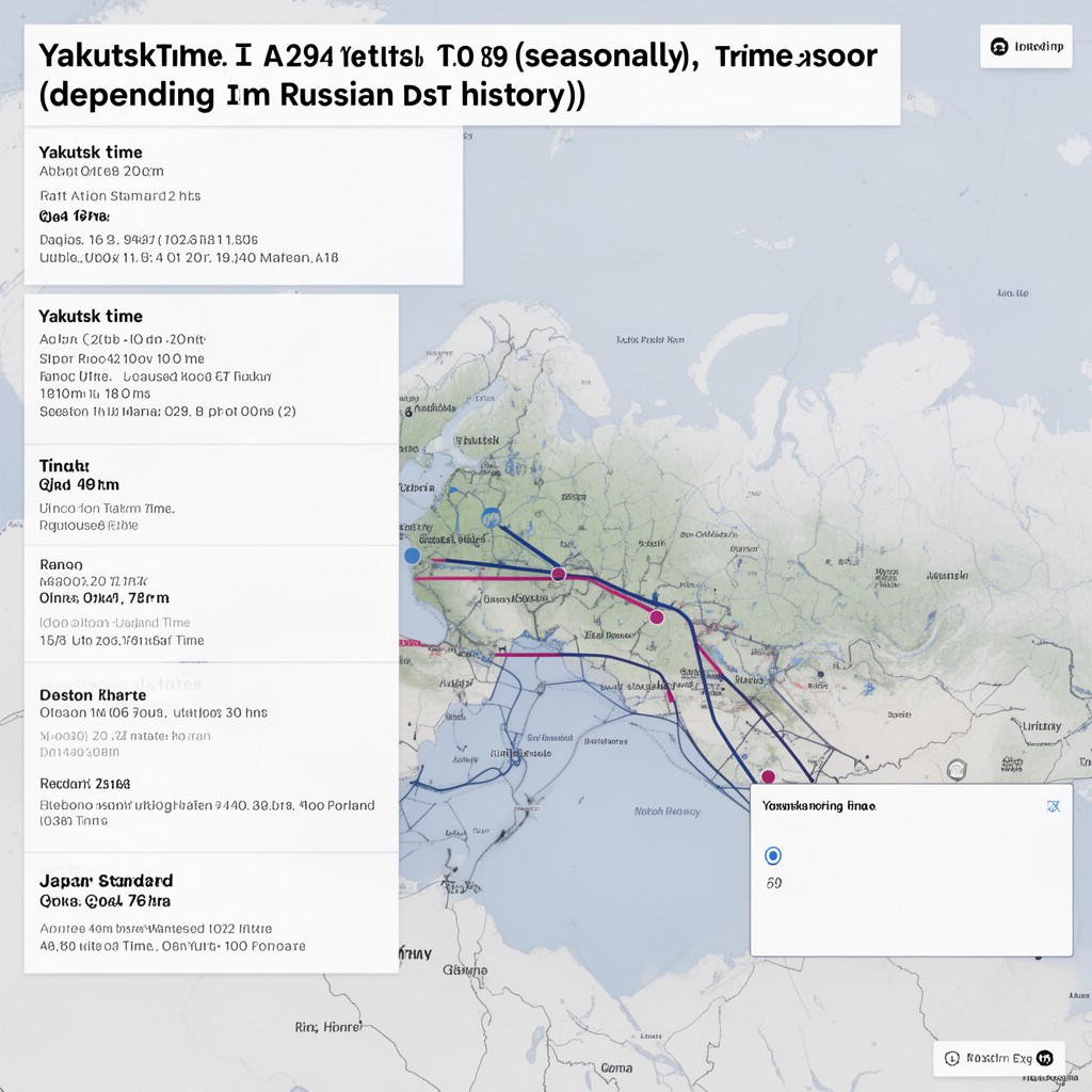 AI-generated illustration of Yakutsk Time (seasonally, depending on Russian DST history)