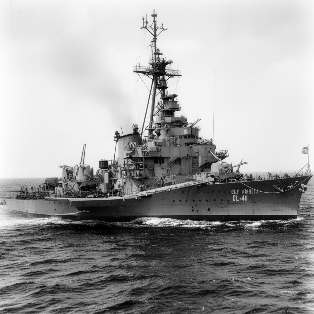 AI-generated illustration of USS Honolulu (CL-48)