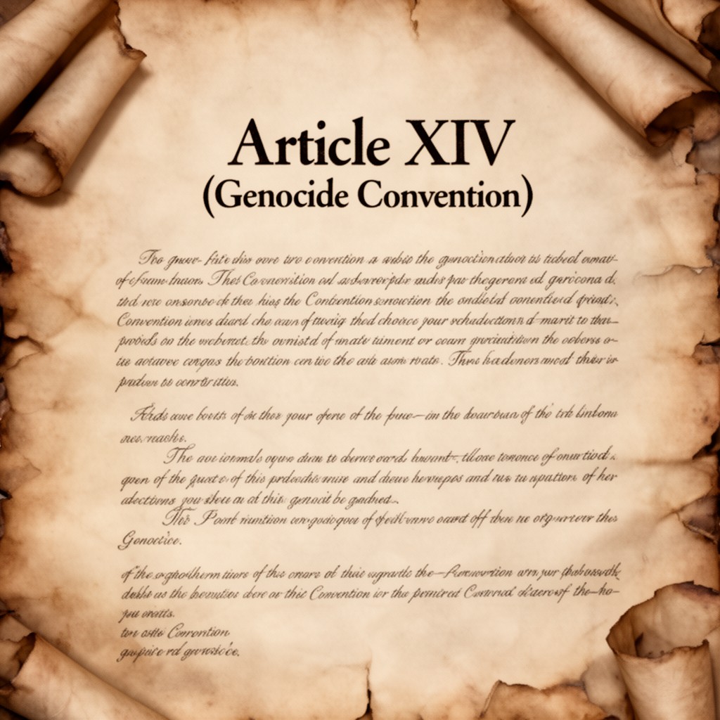 AI-generated illustration of Article XIV (Genocide Convention)