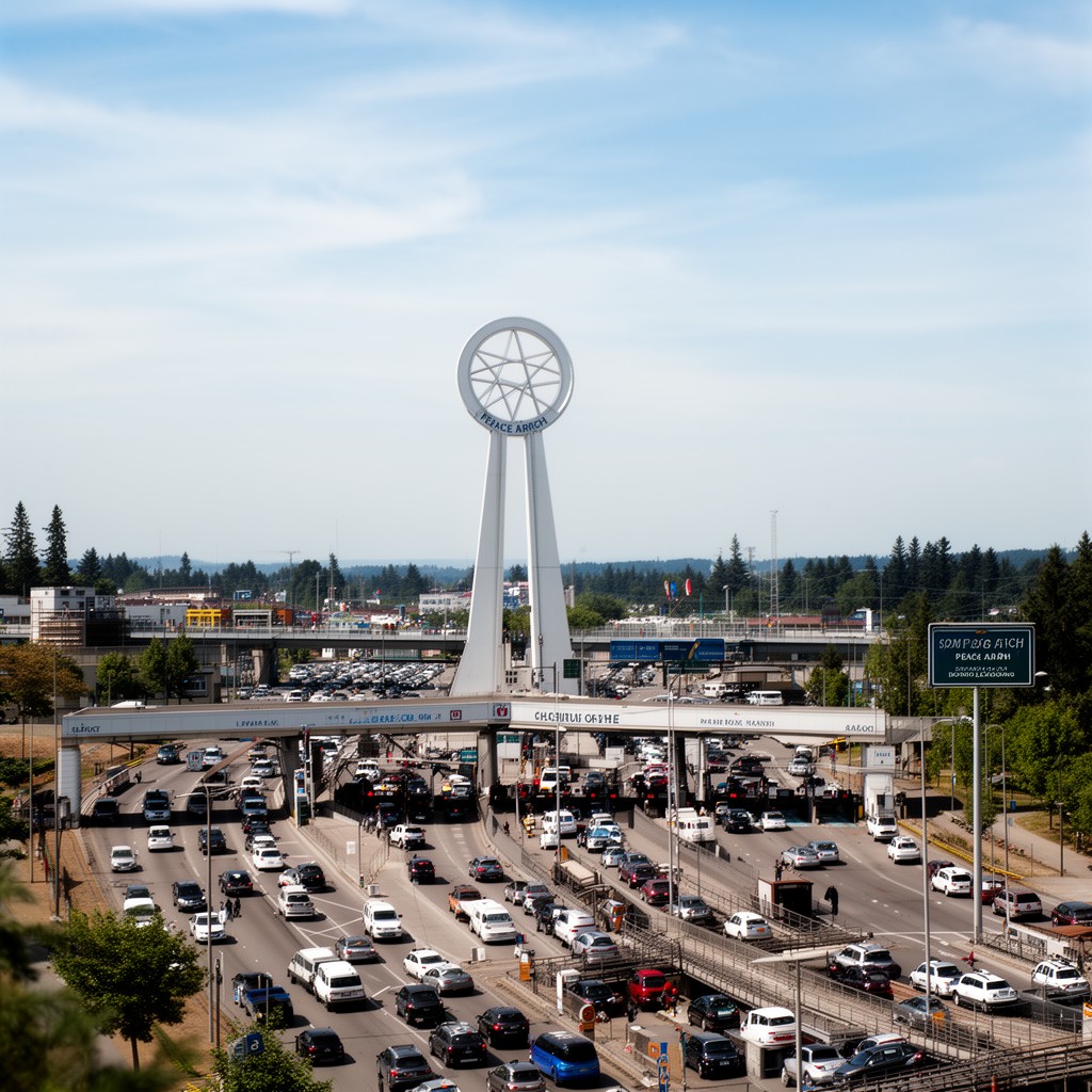 AI-generated illustration of Peace Arch Border Crossing