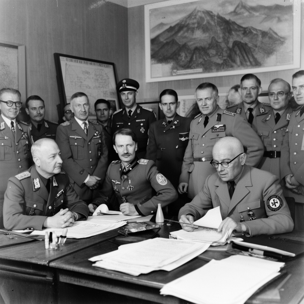 AI-generated illustration of Axis military leadership in World War II