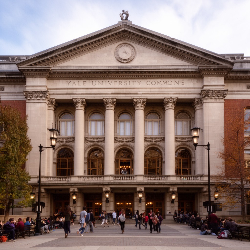 AI-generated illustration of Yale University Commons