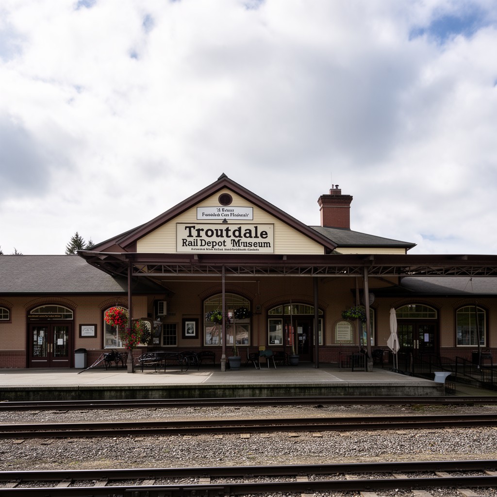 AI-generated illustration of Troutdale Rail Depot Museum