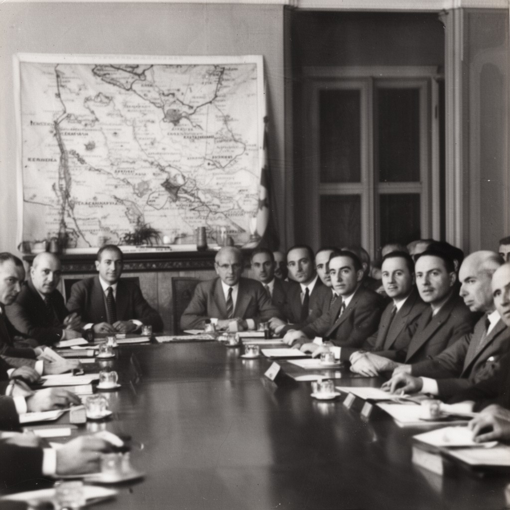 AI-generated illustration of Lebanon Conference (1944)