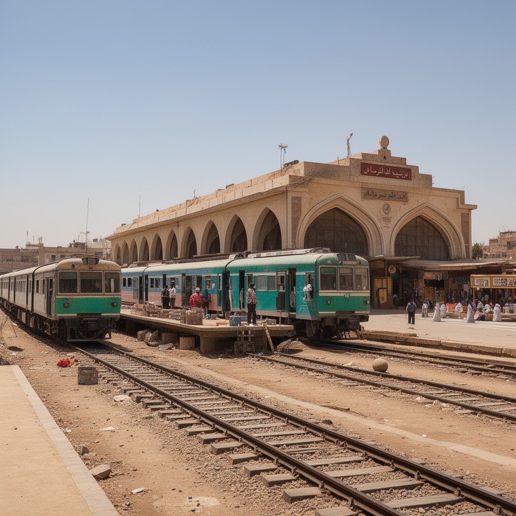 AI-generated illustration of Assiut railway station