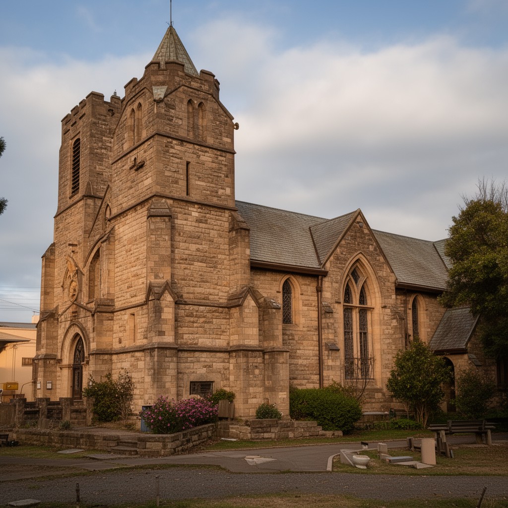 AI-generated illustration of Sacred Heart Catholic Church, Singleton