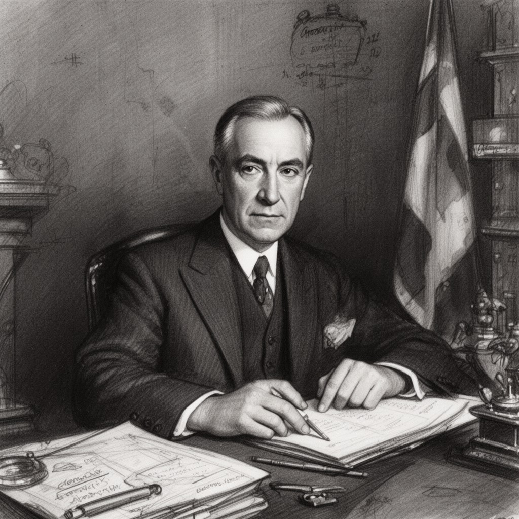AI-generated illustration of Austen Chamberlain