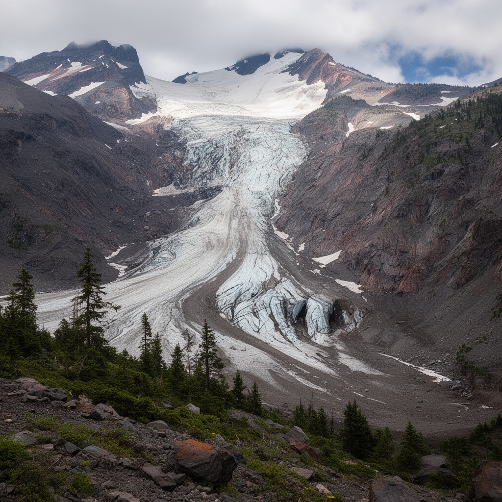 AI-generated illustration of Mud Creek Glacier
