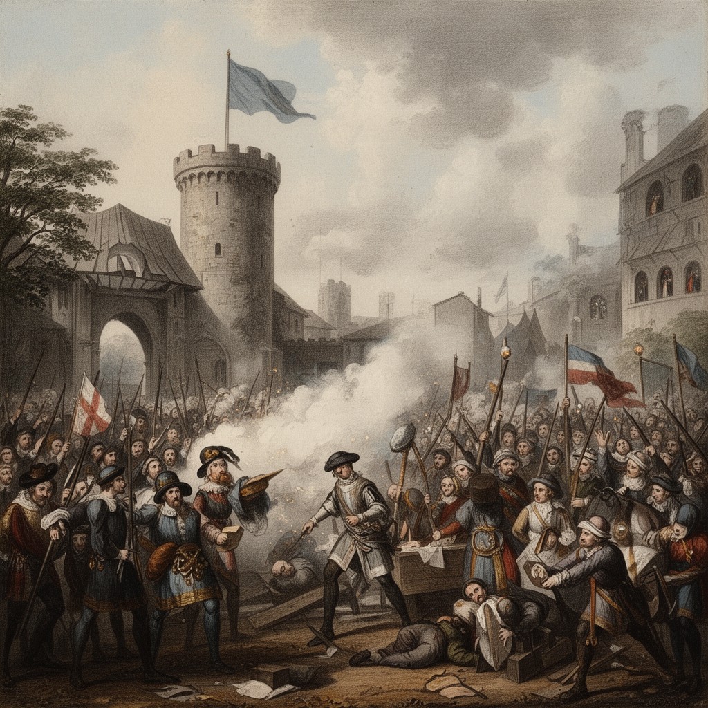 AI-generated illustration of Douglas rebellion against James II of Scotland