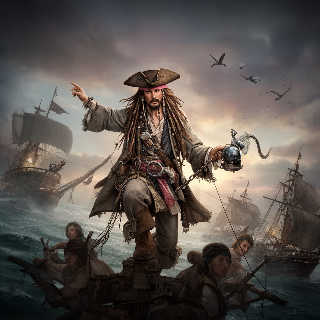 AI-generated illustration of Captain Jack Sparrow