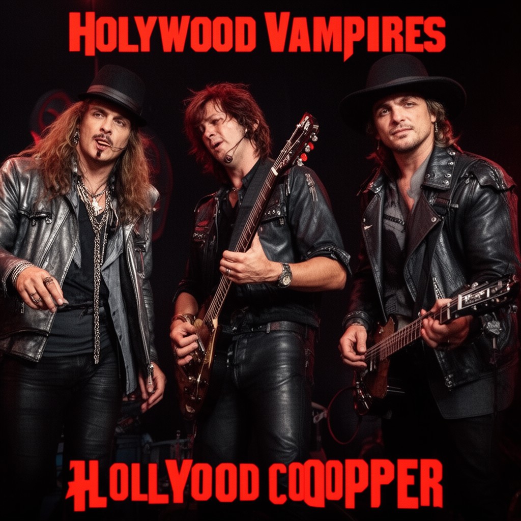 AI-generated illustration of Hollywood Vampires