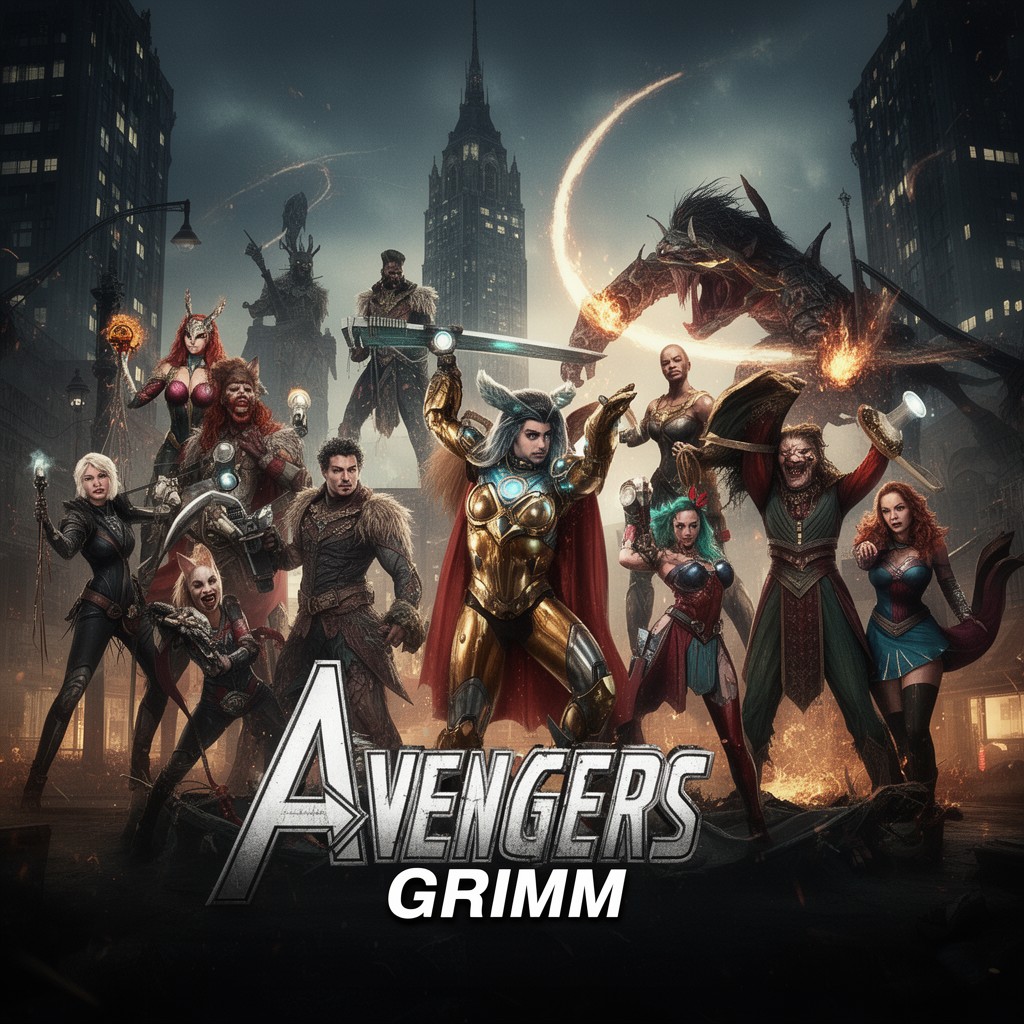 AI-generated illustration of Avengers Grimm